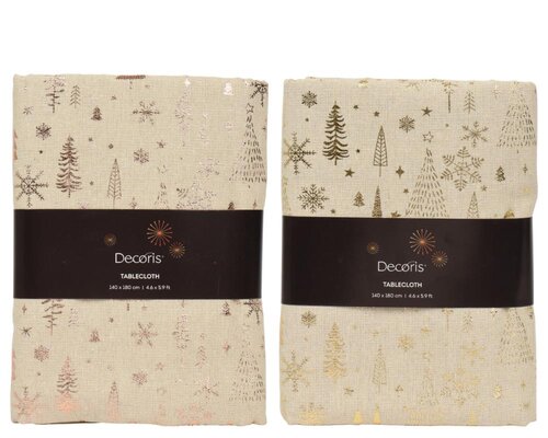 Decoris Tafelkleed polyester - beige/kleur(en) - 140 × 180 × 0,5 cm - afbeelding 1