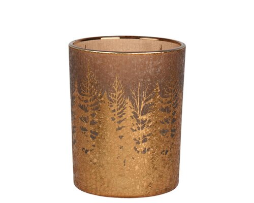 Decoris Theelichthouder glas - goud - Ø 10 cm