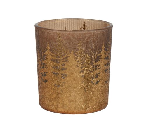 Decoris Theelichthouder glas - goud - Ø 7,3 cm