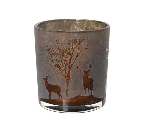 Decoris Theelichthouder glas - licht bruin - Ø 7,3 cm