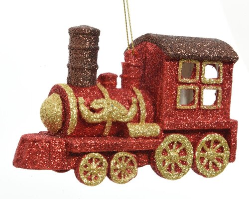 Decoris trein kunststof rood/kleur(en) – lengte 4,5 cm, breedte 12,5 cm, hoogte 7,5 cm - afbeelding 1