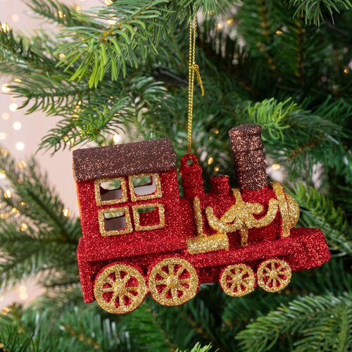 Decoris trein kunststof rood/kleur(en) – lengte 4,5 cm, breedte 12,5 cm, hoogte 7,5 cm - afbeelding 2