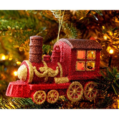 Decoris trein kunststof rood/kleur(en) – lengte 4,5 cm, breedte 12,5 cm, hoogte 7,5 cm - afbeelding 4