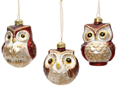 Decoris Uil glas - bruin/kleur(en) - 8 × 8 × 8,6 cm