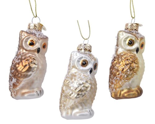 Decoris uil glas naturel/kleur(en) – lengte 3 cm, breedte 4 cm, hoogte 8,8 cm - afbeelding 1