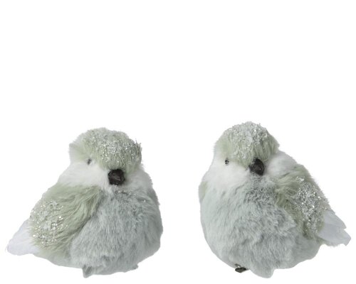 Decoris Vogel kunstbont - groen - 7 × 8 × 10 cm