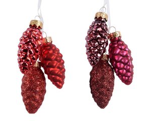 Decoris Dennenappel glas - kerstrood/kleur(en) - Ø 2,5 cm