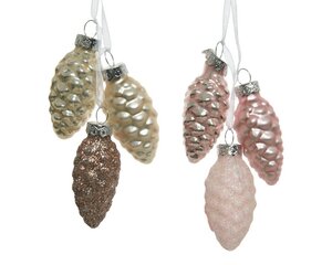 Decoris Dennenappel glas - zacht roze/kleur(en) - Ø 2,5 cm