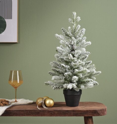 Everlands Allison mini boom besneeuwd - groen/wit - H75/D48 cm - afbeelding 2