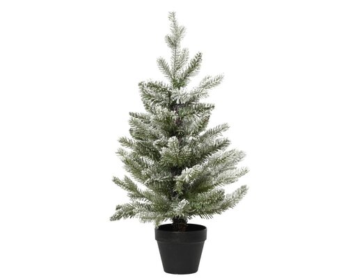 Everlands Allison mini boom besneeuwd - groen/wit - H90/D60 cm - afbeelding 1