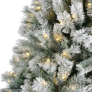 Everlands Canada kunstkerstboom met rijpafwerking met verlichting - groen/wit/warm wit - Ø 140 cm - afbeelding 6
