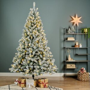 Everlands Canada kunstkerstboom met rijpafwerking met verlichting - groen/wit/warm wit - Ø 150 cm - afbeelding 5