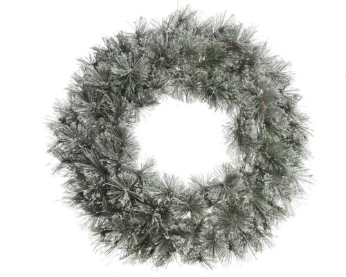 Everlands cashmere kerstkrans met rijpafwerking groen/wit – diameter 63 cm, hoogte 10 cm - afbeelding 1