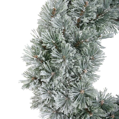 Everlands cashmere kerstkrans met rijpafwerking groen/wit – diameter 63 cm, hoogte 10 cm - afbeelding 2