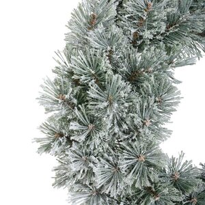 Everlands cashmere kerstkrans met rijpafwerking groen/wit – diameter 63 cm, hoogte 10 cm - afbeelding 2