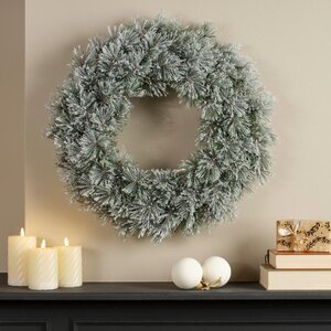 Everlands cashmere kerstkrans met rijpafwerking groen/wit – diameter 63 cm, hoogte 10 cm - afbeelding 4