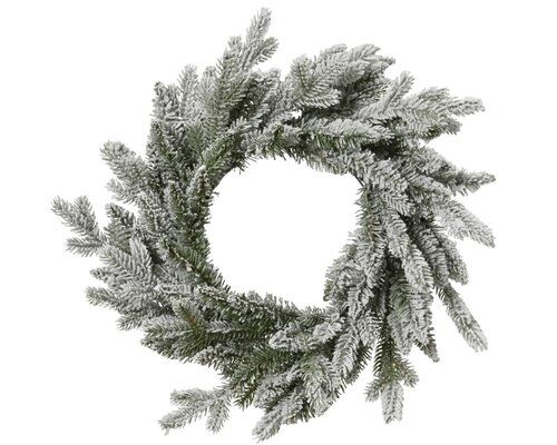 Everlands Grandis krans besneeuwd - groen/wit - Ø 80 cm - afbeelding 1