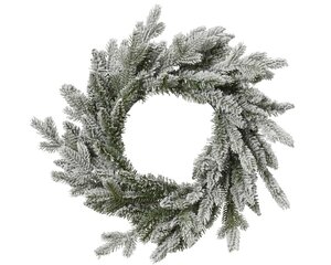 Everlands Grandis krans besneeuwd - groen/wit - Ø 80 cm - afbeelding 1