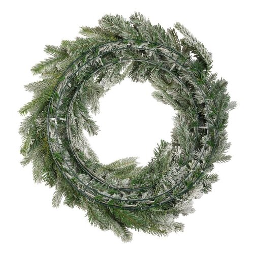 Everlands Grandis krans besneeuwd - groen/wit - Ø 80 cm - afbeelding 3