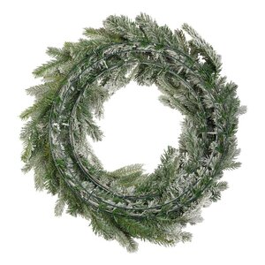 Everlands Grandis krans besneeuwd - groen/wit - Ø 80 cm - afbeelding 3