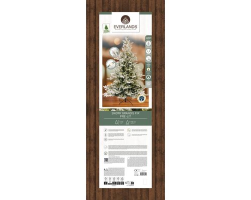 Everlands Grandis kunstkerstboom besneeuwd met verlichting - groen/wit/warm wit - Ø 132 cm - afbeelding 2