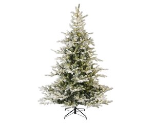 Everlands Grandis kunstkerstboom besneeuwd met verlichting - groen/wit/warm wit - Ø 150 cm - afbeelding 1
