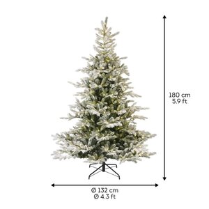 Everlands Grandis kunstkerstboom besneeuwd met verlichting - groen/wit/warm wit - Ø 132 cm - afbeelding 7