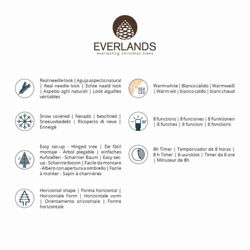 Everlands Grandis kunstkerstboom besneeuwd met verlichting - groen/wit/warm wit - Ø 150 cm - afbeelding 8