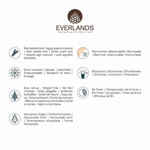 Everlands Grandis kunstkerstboom besneeuwd met verlichting - groen/wit/warm wit - Ø 150 cm - afbeelding 8