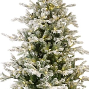 Everlands Grandis kunstkerstboom besneeuwd met verlichting - groen/wit/warm wit - H240/D162 cm - afbeelding 3