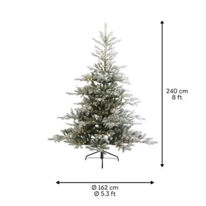 Everlands Grandis kunstkerstboom besneeuwd met verlichting - groen/wit/warm wit - H240/D162 cm - afbeelding 7