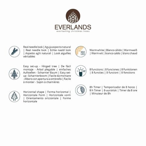 Everlands Grandis kunstkerstboom met verlichting - groen/warm wit - Ø 162 cm - afbeelding 8