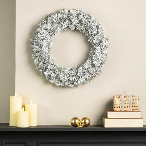 Everlands Imperial kerstkrans besneeuwd groen/wit – diameter 60 cm, hoogte 16 cm - afbeelding 4