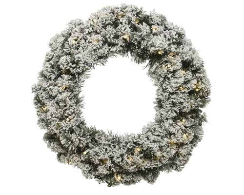 Everlands Imperial verlichte kerstkrans besneeuwd – diameter 50 cm, hoogte 13 cm, 40 lampjes - afbeelding 1