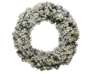 Everlands Imperial verlichte kerstkrans besneeuwd – diameter 50 cm, hoogte 13 cm, 40 lampjes - afbeelding 1