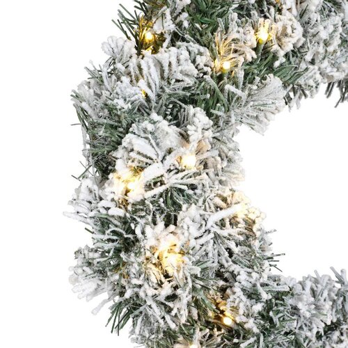 Everlands Imperial verlichte kerstkrans besneeuwd – diameter 50 cm, hoogte 13 cm, 40 lampjes - afbeelding 2