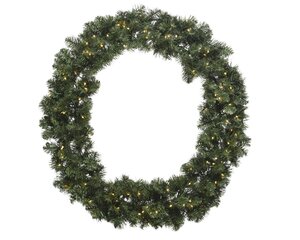 Everlands Imperial verlichte kerstkrans groen – diameter 50 cm, hoogte 13 cm, 40 lampjes - afbeelding 1