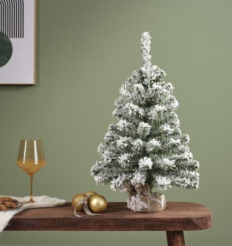 Everlands Imperial mini boom besneeuwd - groen/wit - H75/D41 cm - afbeelding 2