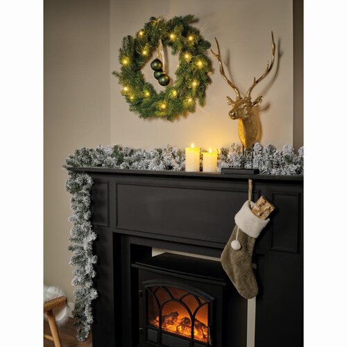 Everlands Imperial verlichte slinger besneeuwd – lengte 270 cm, diameter 25 cm, 50 lampjes - afbeelding 2
