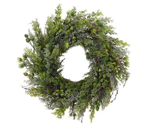 Everlands Krans glitter - groen - Ø 40 cm