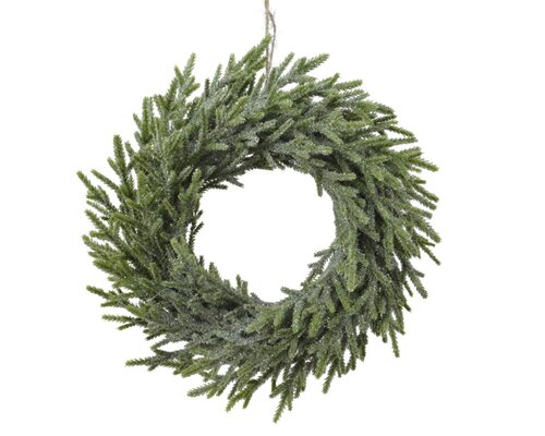 Everlands Merry kunstkerstboom krans glitter - groen - Ø 30 cm
