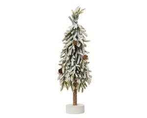 Everlands Merry kunstkerstboom mini boom besneeuwd - groen/wit - H45/D14 cm