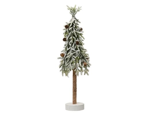 Everlands Merry kunstkerstboom mini boom besneeuwd - groen/wit - H60/D20 cm