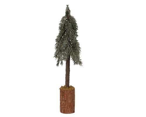 Everlands Mini boom met ijsafwerking - groen/wit - H45/D13 cm