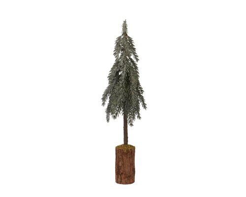Everlands Mini boom met ijsafwerking - groen/wit - H60/D18 cm