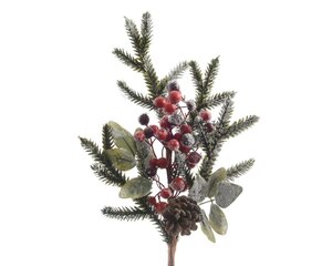 Everlands decoratietak met rijpafwerking groen/rood – lengte 7 cm, breedte 13 cm, hoogte 50 cm