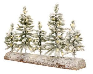 Everlands Tafelstuk snow met verlichting - groen/wit/warm wit - 50 × 12 × 30 cm