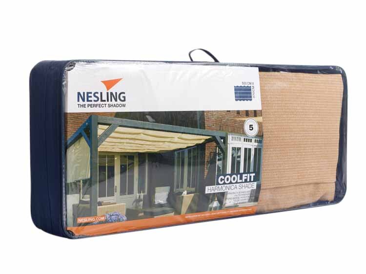 halen schrijven Mentor Nesling Coolfit harmonica schaduwdoek, B 3,7m L 5,0m, Zand. - Tuindorado