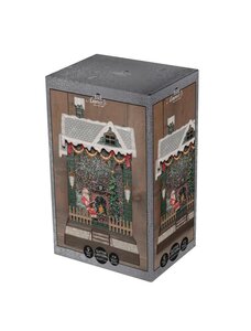 Huis kerstman met glitterwater op 3 AA-batterijen met dc aansluiting 18,5 × 9,5 × 29,5 cm warm wit - afbeelding 1