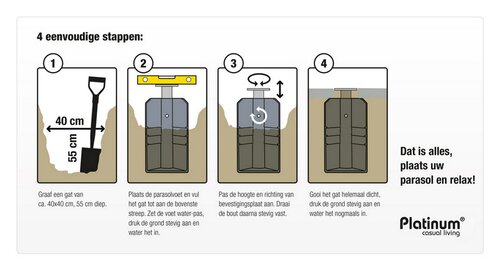 Platinum zweefparasol Ingraaf parasolvoet - afbeelding 5